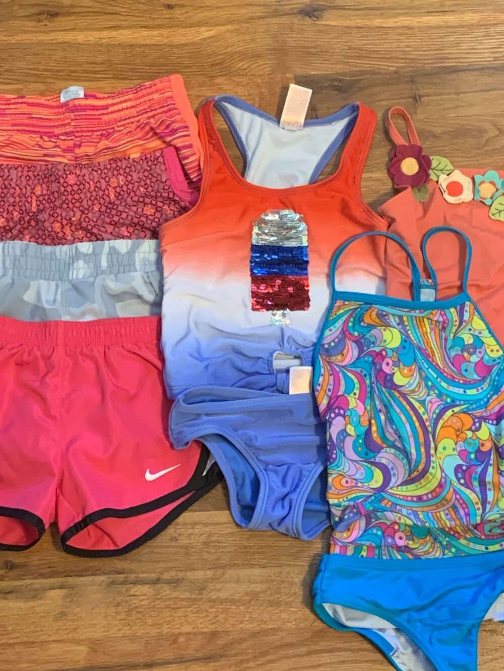 Girls 3/4T, 4/5T Summer Bundle -Toddler Shorts & Suits - Danskin, Speedo, Nike